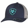 Hats * | Superior Style Ariat With Turquoise Shield Ball Cap Navy