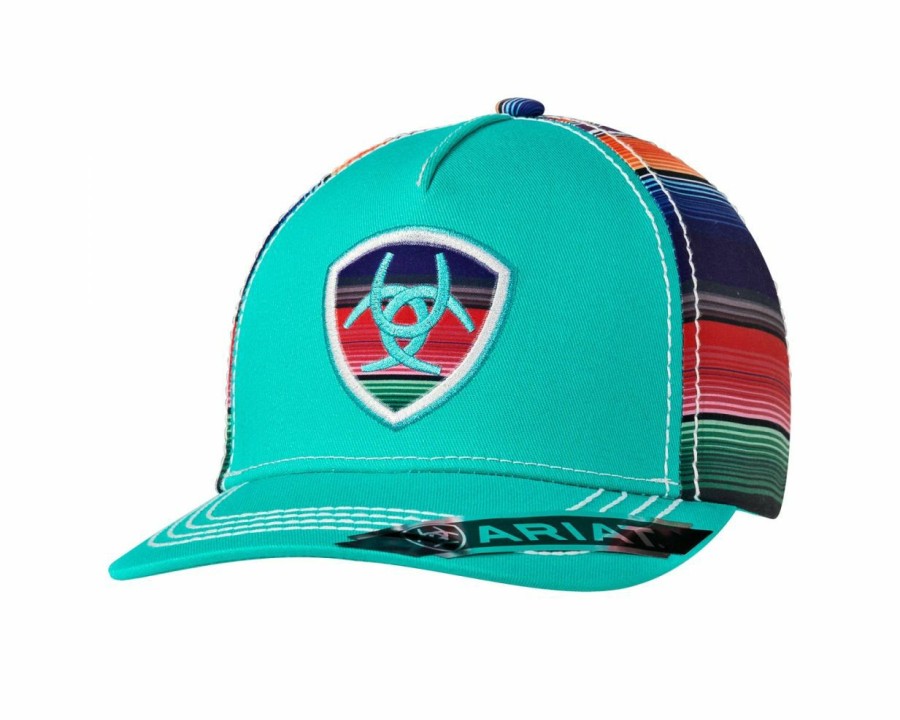 Hats * | Wholesale Ariat Serape Ball Cap Turquoise