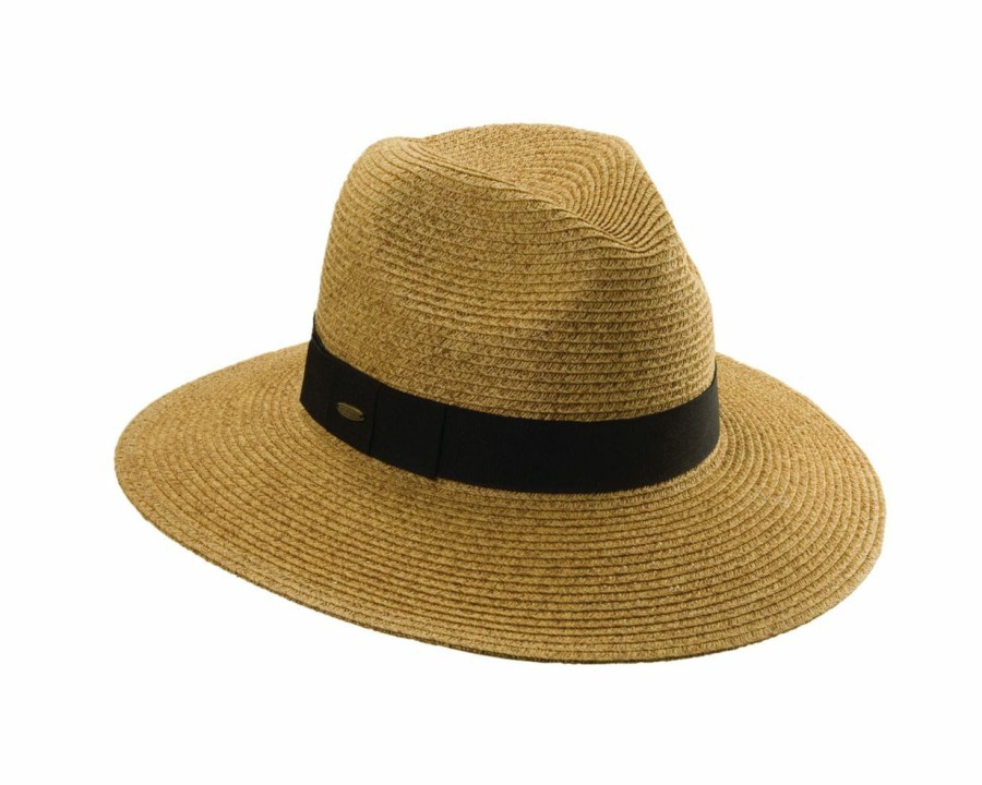 Hats * | Absolute Quality Scala Malabar- Straw Fedora Hat Toast