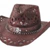 Hats * | Promotions Bullhide Heatseeker Kids Straw Cowgirl Hat Wine