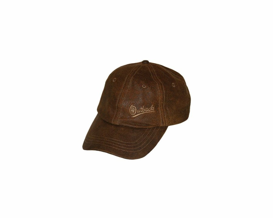 Hats * | Excellent Outback Leather Slugger Ball Cap Brown