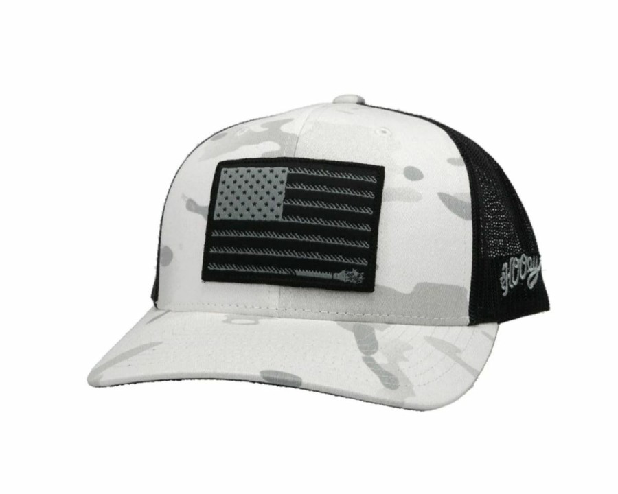 Hats * | Wholesale Hooey "Liberty Roper" (White Camo/Black)- Trucker Cap White/Camo