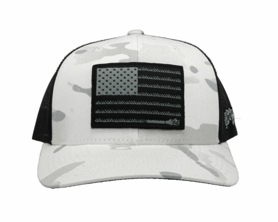 Hats * | Wholesale Hooey "Liberty Roper" (White Camo/Black)- Trucker Cap White/Camo