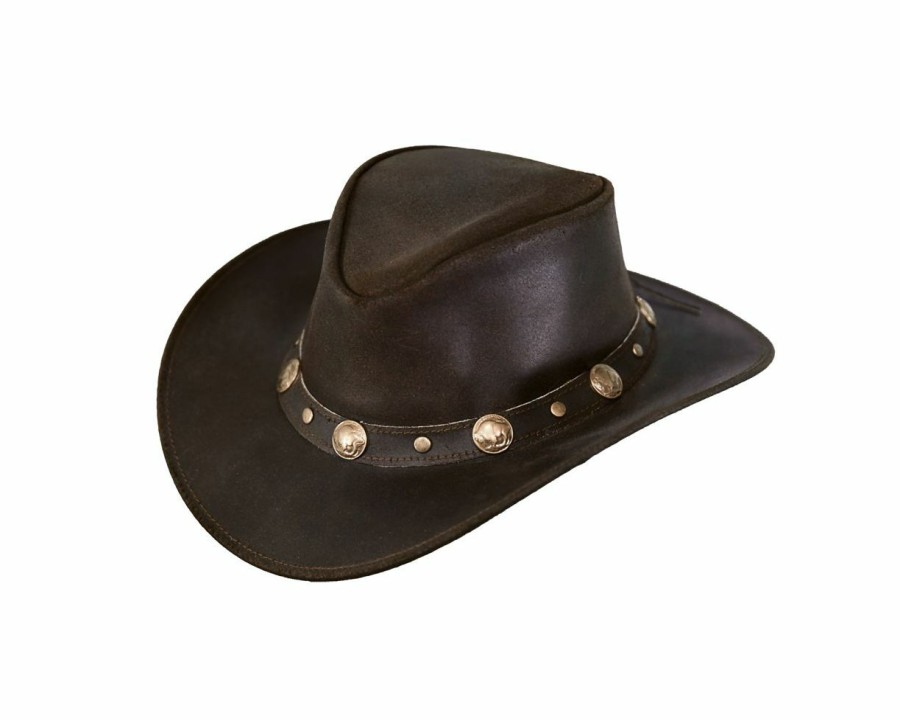 Hats * | Promotions Outback Rawhide Leather Outdoorsman Hat Chocolate