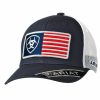 Hats * | Superior Style Ariat Usa Flag Trucker Cap Navy