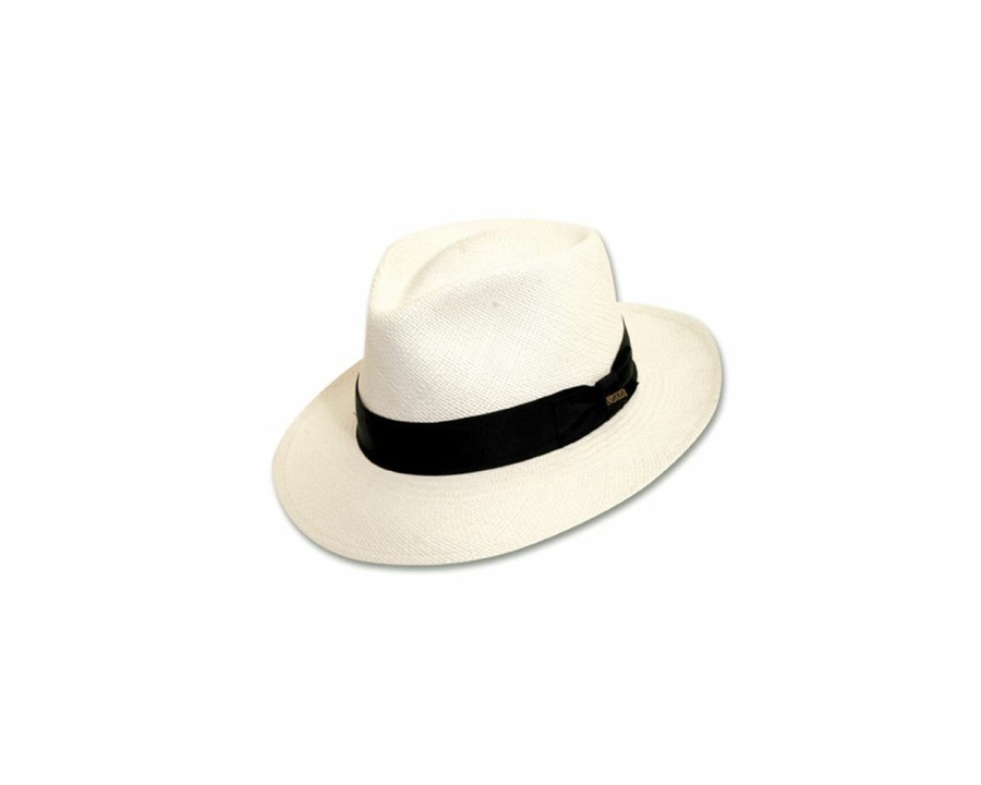 Hats * | Excellent Scala Bernards Straw Fedora Hat Bleach