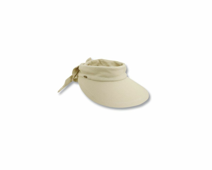 Hats * | Wholesale Scala Cotton Bow Visor Womens Visor