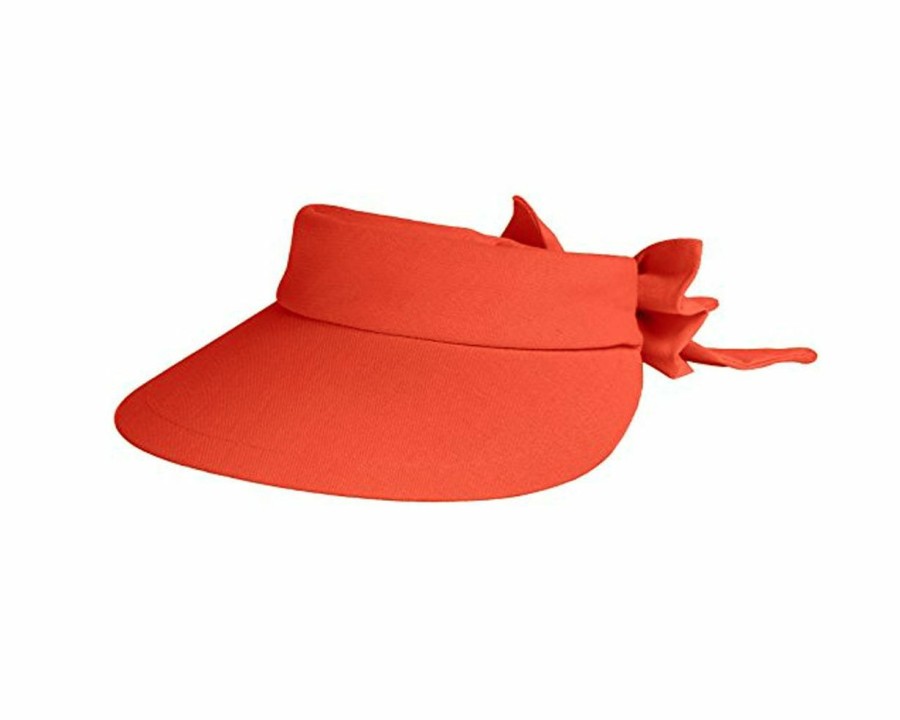 Hats * | Wholesale Scala Cotton Bow Visor Womens Visor