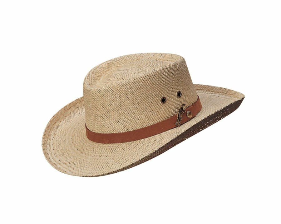 Hats * | Superior Style Scala Bunker Palm Straw Gambler Hat Natural