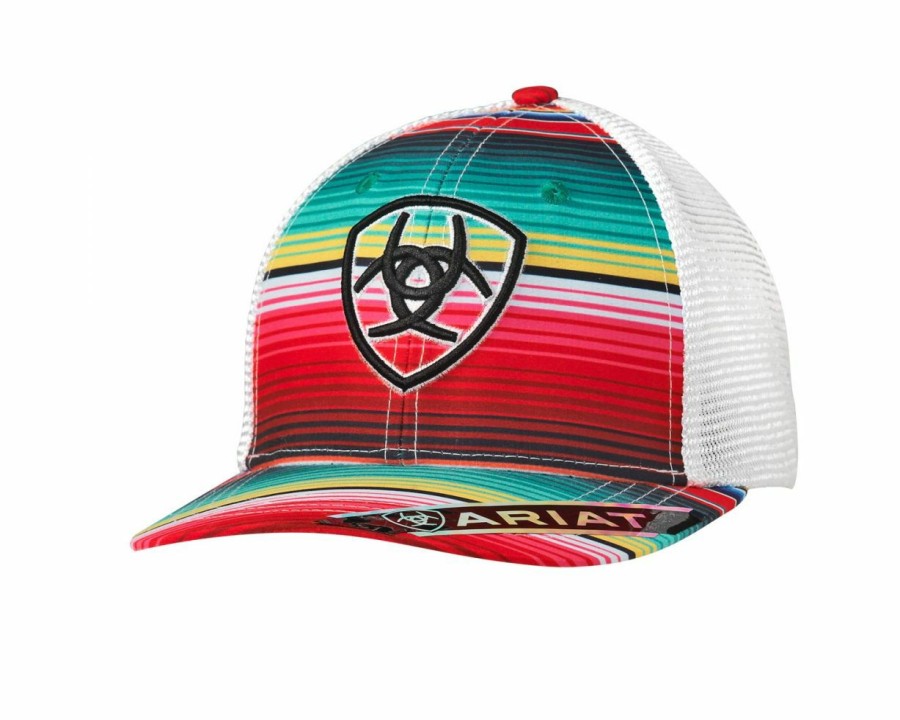 Hats * | Affordable Price Ariat Bright Stripe Trucker Cap Multi-Color