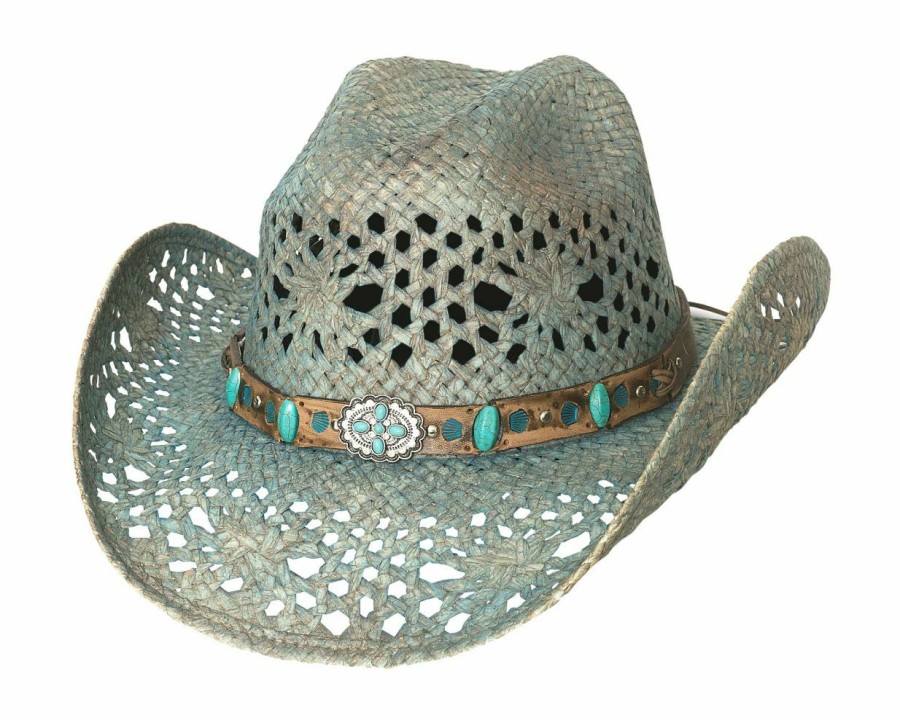 Hats * | Sale Bullhide Temptations Shapeable Straw Cowboy Hat Blue