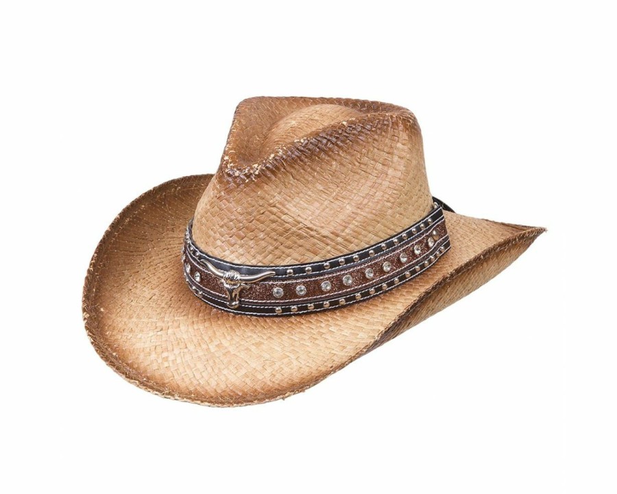 Hats * | Sells Cheap Deadwood Trading Country Luster Shapeable Raffia Straw Cowgirl Hat Sweated & Dusted