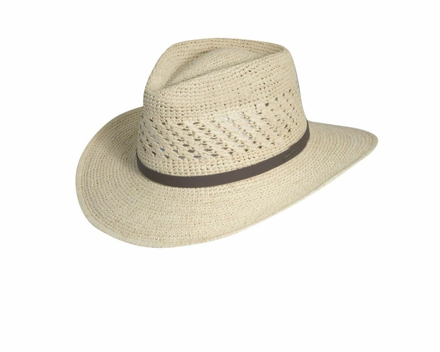 Hats * | Top Selling Scala Donald Straw Fedora Hat Natural