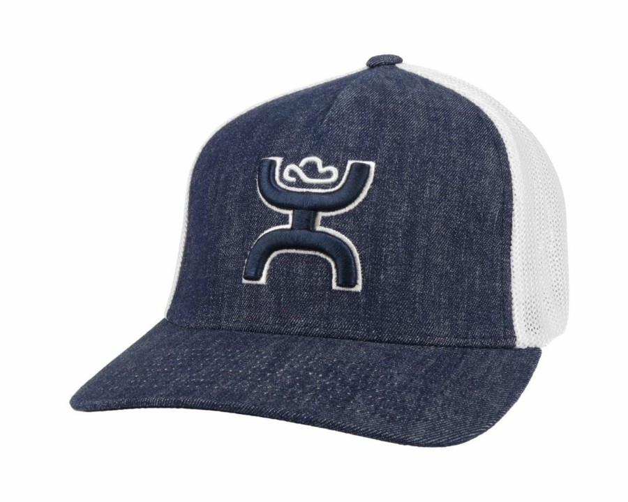 Hats * | Excellent Hooey Coach ( /White)-Fitted Ball Cap Denim