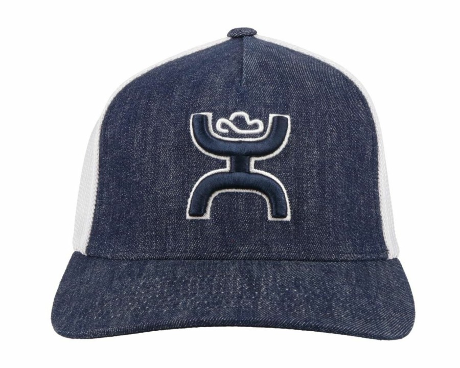 Hats * | Excellent Hooey Coach ( /White)-Fitted Ball Cap Denim