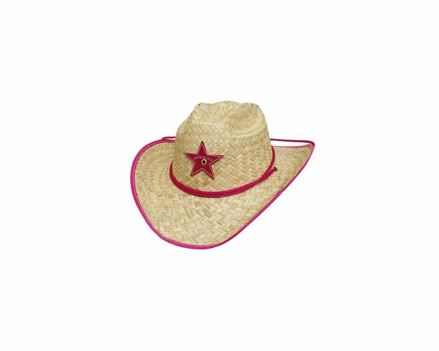 Hats * | Absolute Quality Bullhide Rodeo Party Childrens Straw Cowboy Hat Natural/Pink