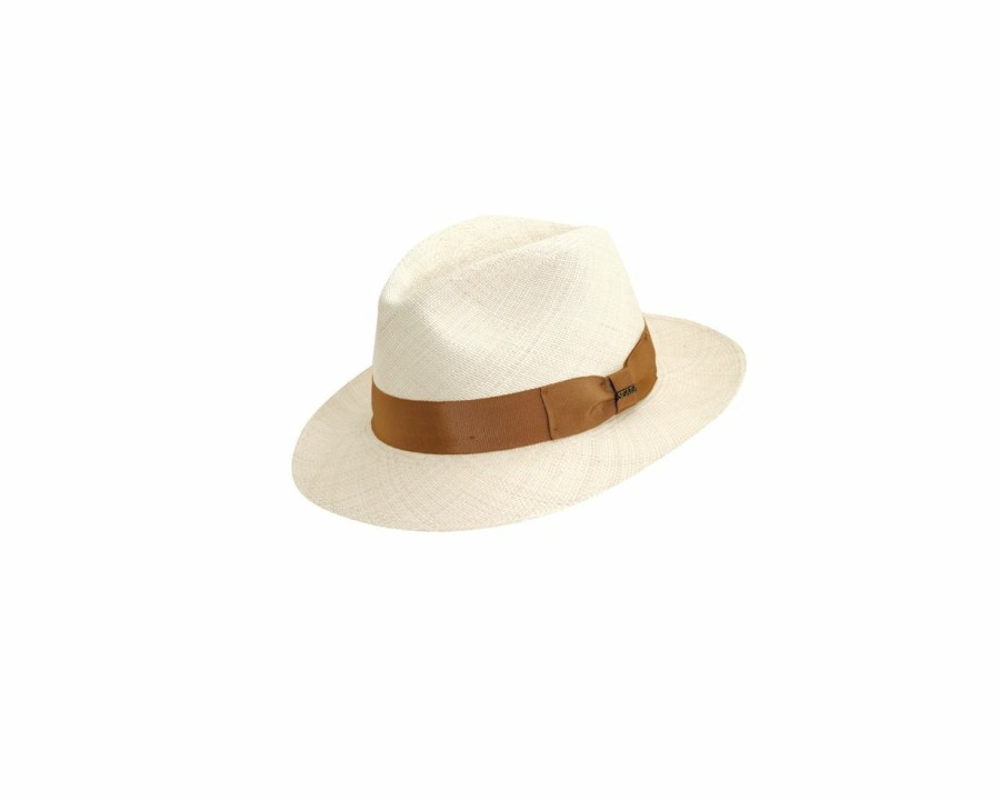 Hats * | Wholesale Scala Roswell Straw Fedora Hat Natural