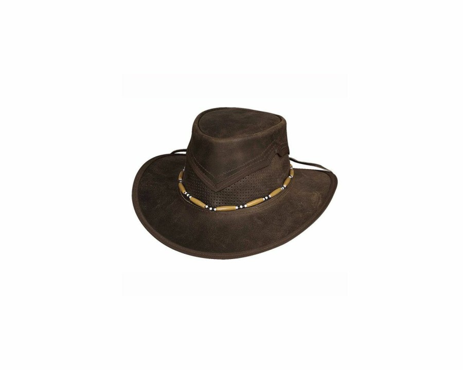 Hats * | Less Expensive Bullhide Kanosh Leather Australian Hat Dark Brown