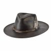 Hats * | Excellent Quality Bullhide One-Off Leather Cowboy Hat Chocolate