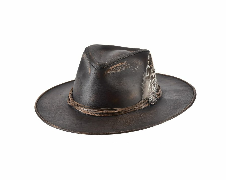 Hats * | Excellent Quality Bullhide One-Off Leather Cowboy Hat Chocolate