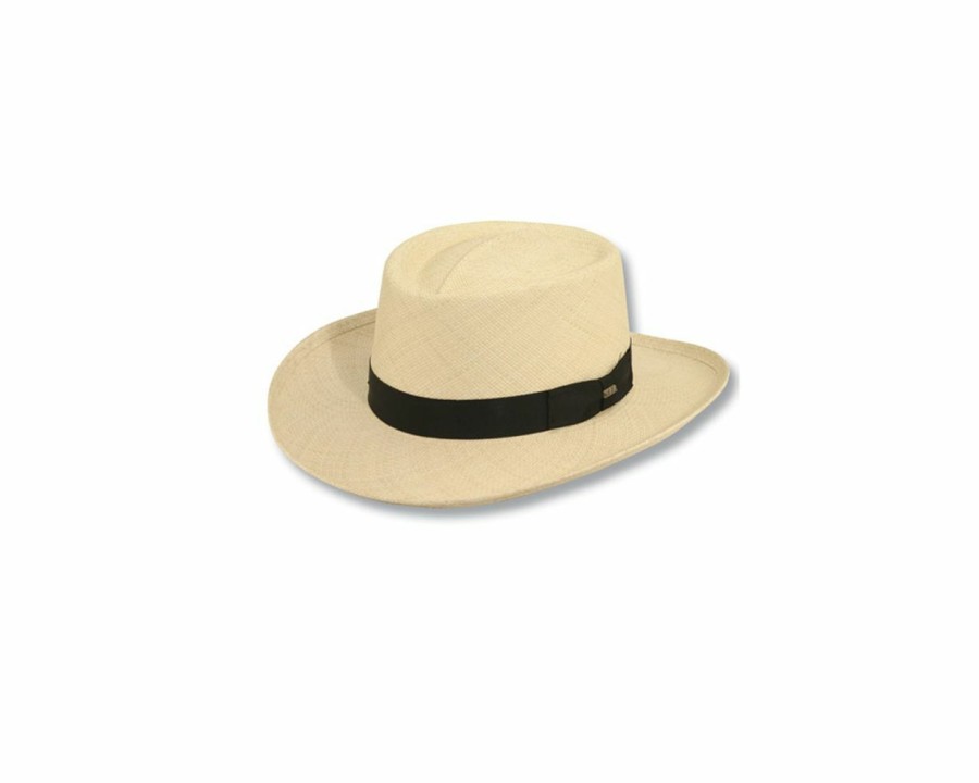 Hats * | Promotions Scala Westminster Panama Straw Gambler Hat Natural