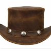 Hats * | Affordable Price Deadwood Wild Buffalo Leather Top Hat Brown