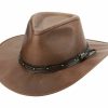 Hats * | Sale Bullhide Wayfarer Leather Outdoorsmen Hat Brown