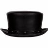 Hats * | Sale Deadwood Trading Brimstone Faux Leather Deadman Steampunk Top Hat