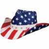 Hats * | Cheaper Deadwood Trading United American Flag Shapeable Straw Cowboy Hat