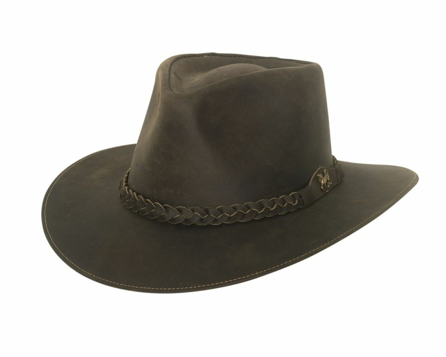 Hats * | Promotions Bullhide Duluth Leather Outback Hat Dark Brown