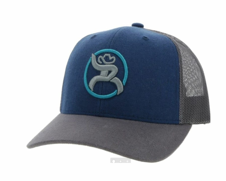 Hats * | Promotions Hooey Strap ( /Turquoise) Trucker Cap Grey