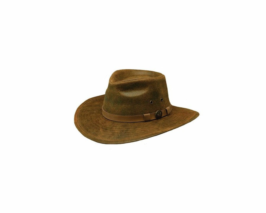 Hats * | Excellent Outback Leather Kodiak Outdoorsman Hat Brown