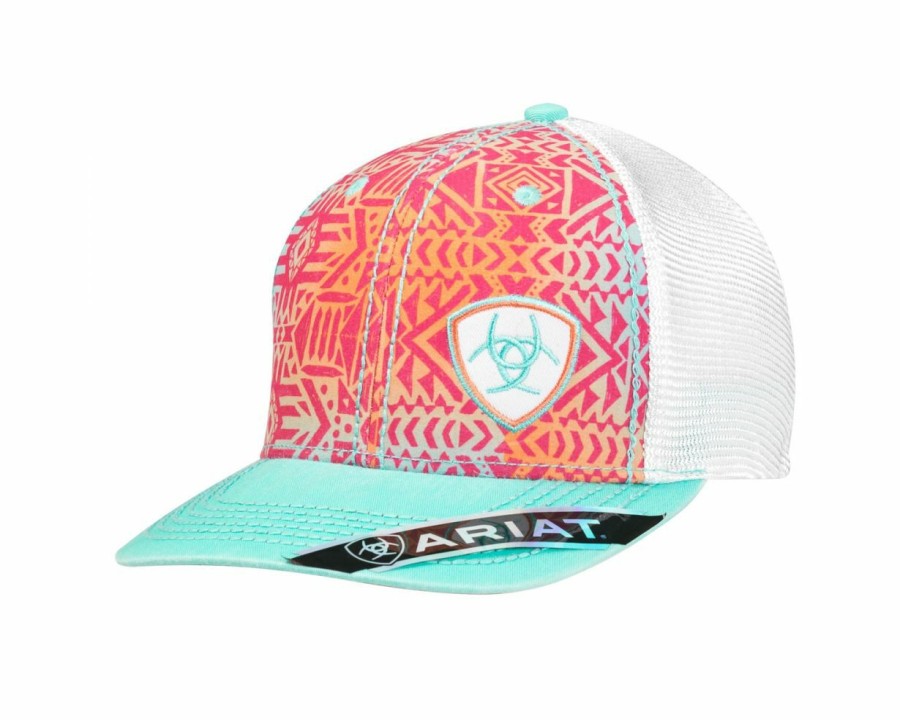 Hats * | Wholesale Ariat Tribal Design Ball Cap Multi-Color