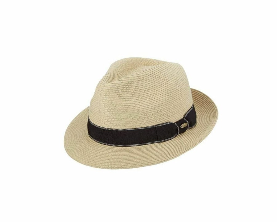 Hats * | Wholesale Scala Wyatt Straw Fedora Hat Natural